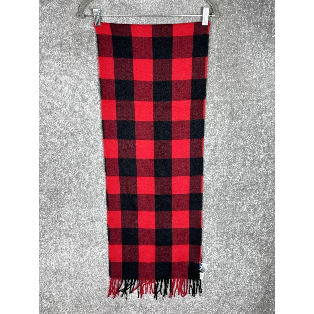 Old Navy Flannel Scarf Red‎ Black Buffalo Plaid Fringe Trim New